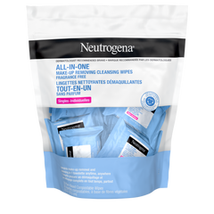 Neutrogena® All-In-One Make-up Removing Cleansing Wipes, Fragrance-Free Singles