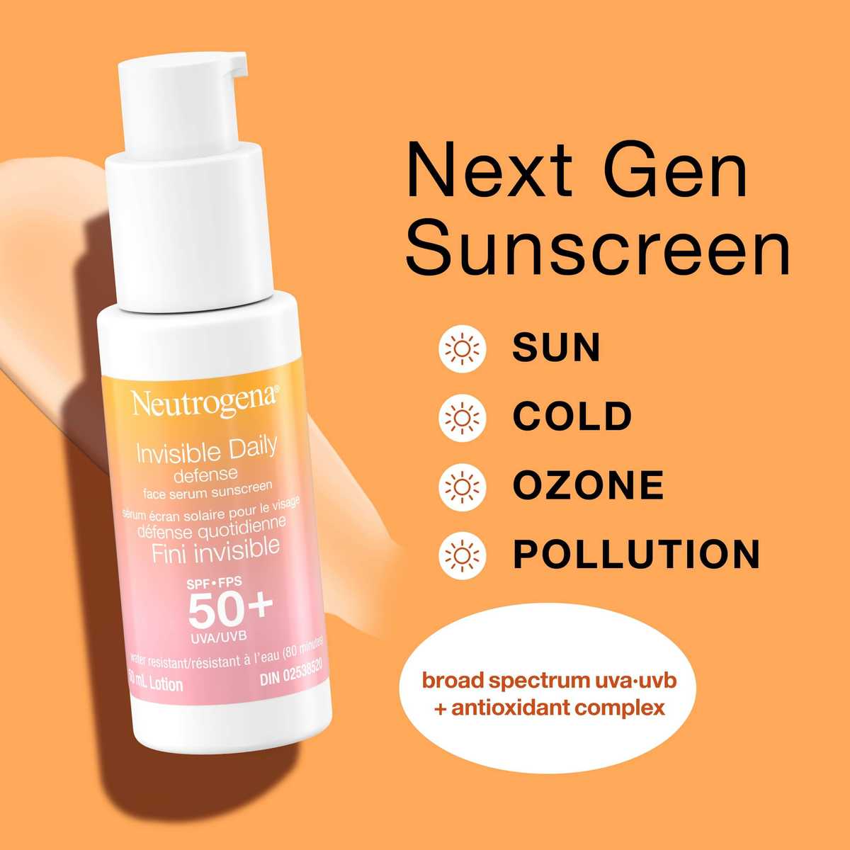 Neutrogena® Invisible Daily Defense Face Serum Sunscreen SPF 50+